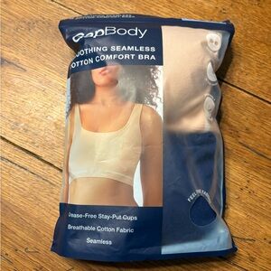 2-GapBody Seamless Cotton Comfort Bra - Cream & Navy size L